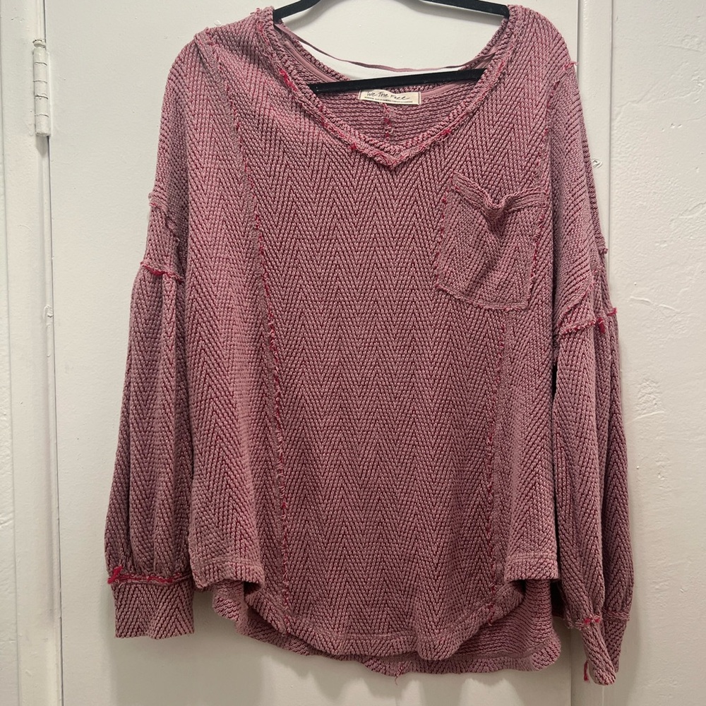 We The Free Pink Chevron Long Sleeve Top